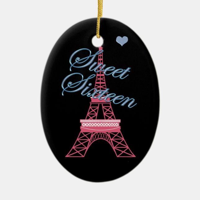 Personalisiert Sweet 16 Paris Eiffelturm Keramik Ornament (Vorne)