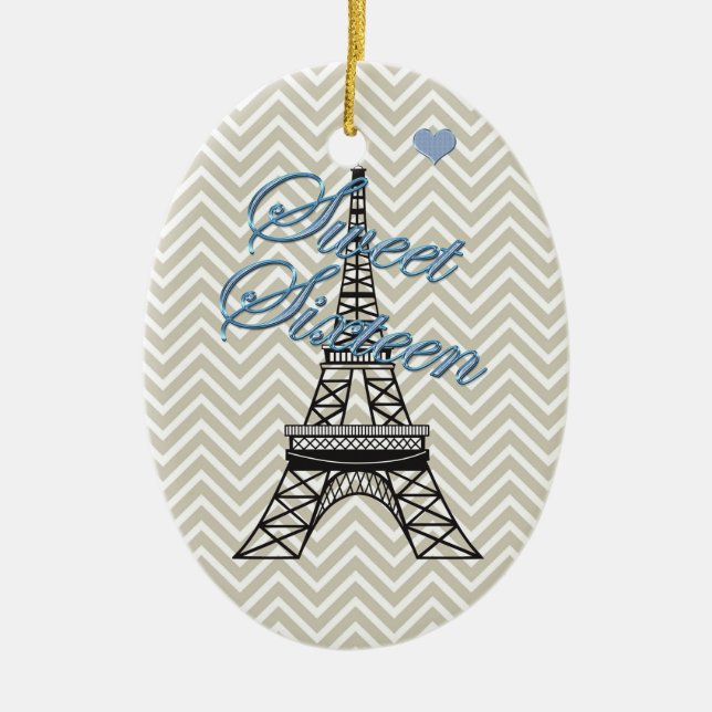 Personalisiert Sweet 16 Paris Eiffelturm Keramik Ornament (Vorne)