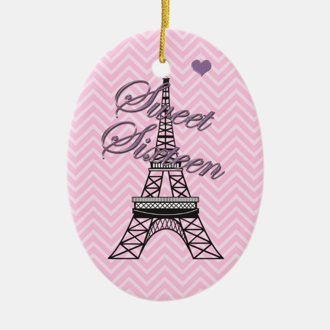 Personalisiert Sweet 16 Paris Eiffelturm Keramikornament (Vorne)