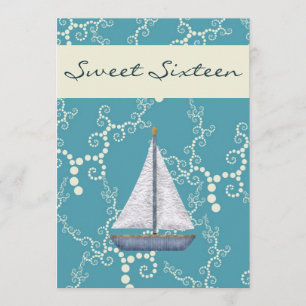 Personalisiert Sweet 16 Sailboat Birthday Einladun Einladung