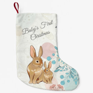 Personalisiert Sweet Bunnies Baby's 1. Weihnachten Kleiner Weihnachtsstrumpf