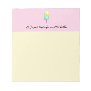 Personalisiert Sweet life pink yellow popsicle Notizblock