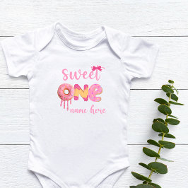 Personalisiert Sweet One Donut Geburtstag Baby Strampler