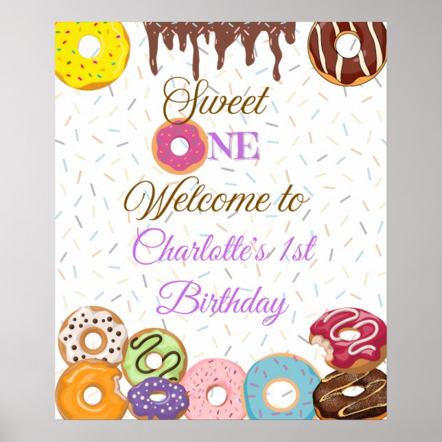 Personalisiert Sweet One Geburtstag Begrüßungszeic Poster (Vorne)