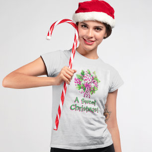 Personalisiert Sweet Pink Candy Cane Weihnachten T-Shirt