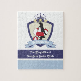 Personalisiert Swimming Club Wappen Niedlich Pengu Puzzle