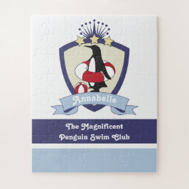 Personalisiert Swimming Club Wappen Niedlich Pengu Puzzle