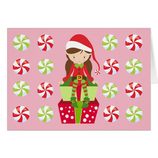 Personalisiert Swirl Candy Christmas Elf (Vorderseite (Horizontal))