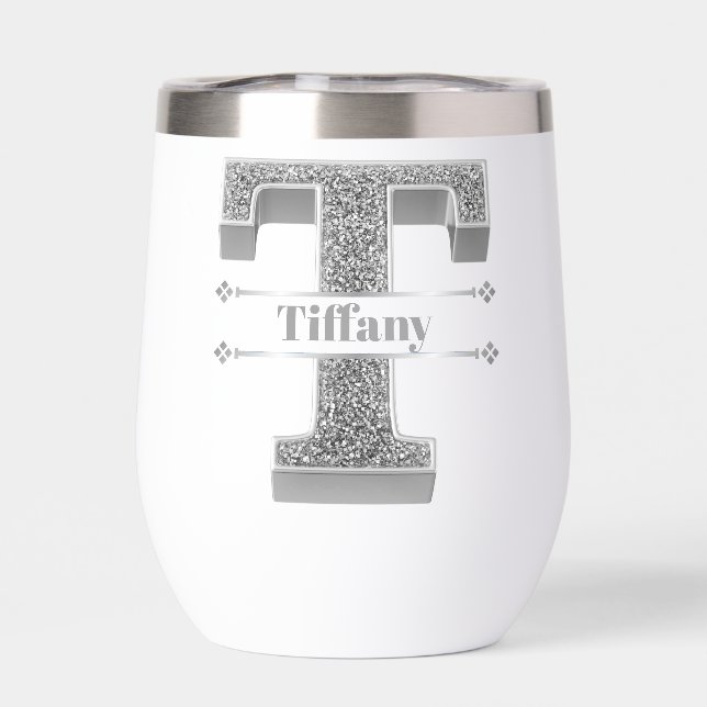 Personalisiert T Initial Silver Monogram Ihr Name (Rückseite)