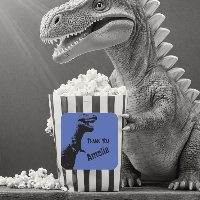 Personalisiert T-Rex Dinosaur Vielen Dank Quadratischer Aufkleber (Von Creator hochgeladen)