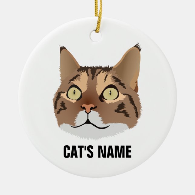 Personalisiert Tabby Cat Keramik Ornament (Vorne)