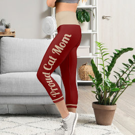 Personalisiert Tan Burgundy Vintag Retro Classic Capri Leggings