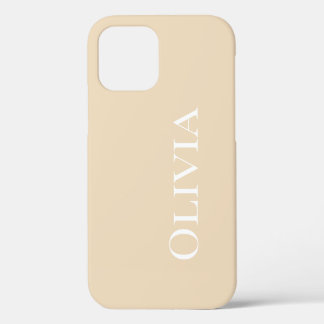 Personalisiert Tan Modern White Typografy iPhone 12 Pro Hülle