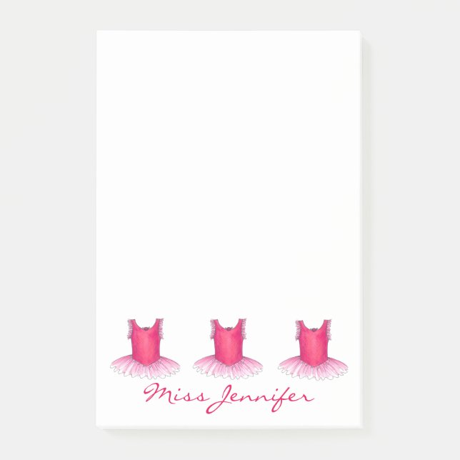 Personalisiert Tanzlehrer Pink Ballett Tutu Tänzer Post-it Klebezettel (Vorderseite)