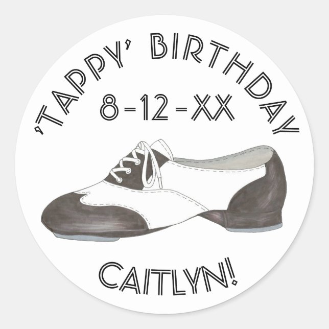 Personalisiert Tappy Birthday Stich Dance Gastgesc Runder Aufkleber (Vorderseite)