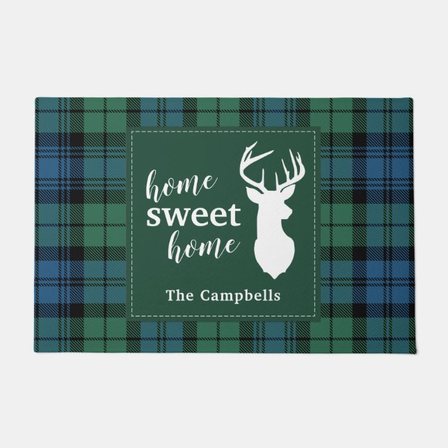 Personalisiert Tartan Christmas Clan Campbell Kari Fußmatte (Vorderseite)