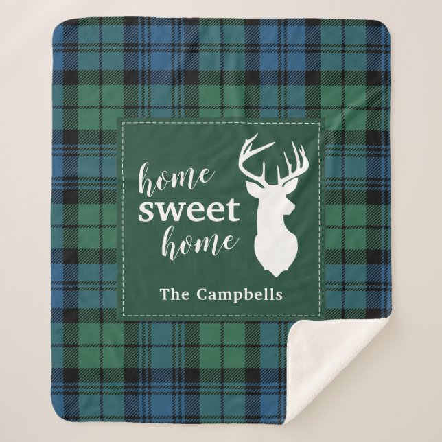 Personalisiert Tartan Christmas Clan Campbell Kari Sherpadecke (Vorderseite)