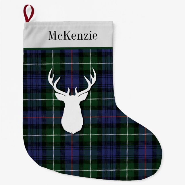 Personalisiert Tartan Clan McKenzie Kariert Großer Weihnachtsstrumpf (Vorderseite)