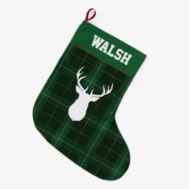 Personalisiert Tartan Deer Kariert Walsh Großer Weihnachtsstrumpf