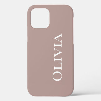 Personalisiert Taupe Mauve Moderne weiße Typografi iPhone 12 Pro Hülle