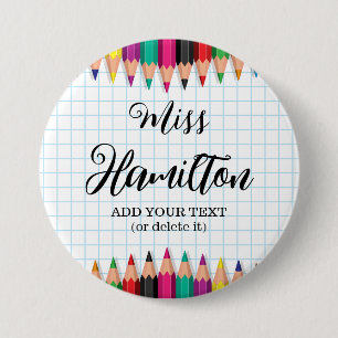 Personalisiert Teacher Abschluss Farbenfrohe Stift Button
