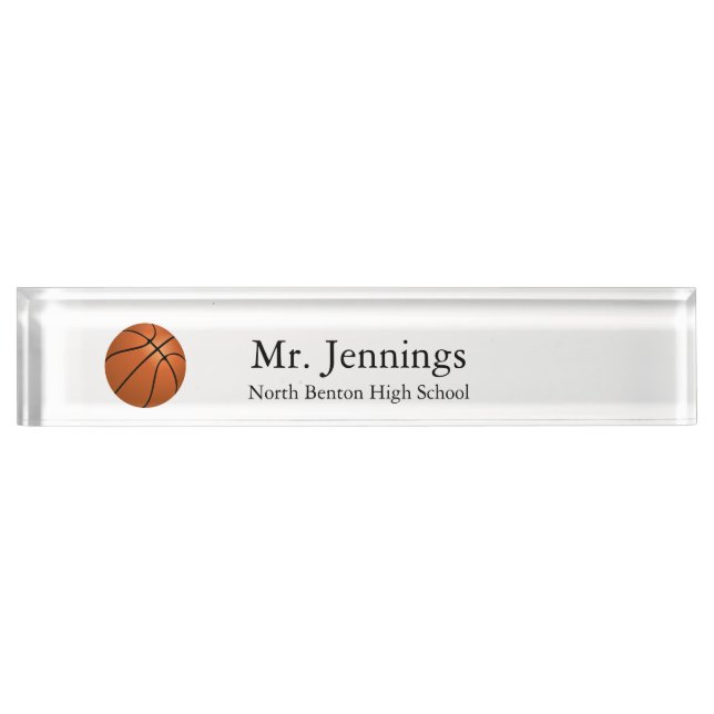 Personalisiert Teacher Basketball Thema Namensplakette (Vorderseite)