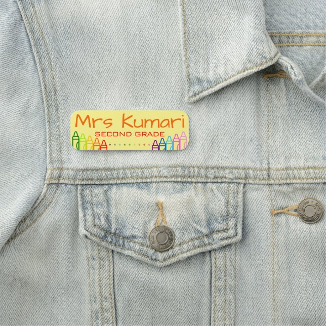 Personalisiert Teacher Crayon Design Namensschild (Beispiel)