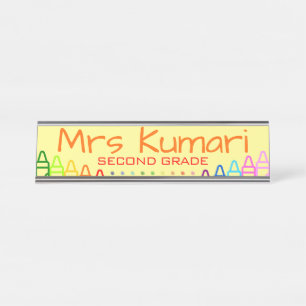 Personalisiert Teacher Crayon Design Schreibtischnamensplakette