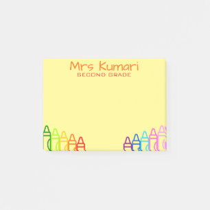 Personalisiert Teacher Crayon entwirft Nachhinweis Post-it Klebezettel