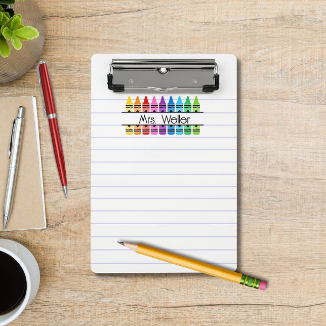 Personalisiert Teacher Crayon Rainbow Handprint Mini Klemmbrett (Von Creator hochgeladen)