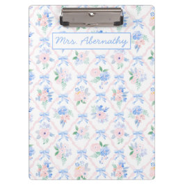 Personalisiert Teacher Floral Ribbon Bows Klemmbrett