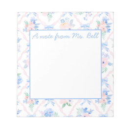 Personalisiert Teacher Floral Ribbon Bows Notizblock