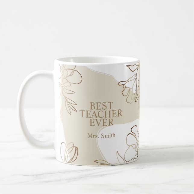 Personalisiert Teacher Floral Tasse (Links)