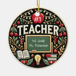 Personalisiert Teacher Geschenk Weihnachtsfeier Keramik Ornament