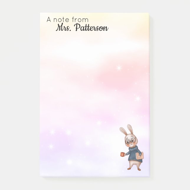 Personalisiert Teacher Gift Post It Notes Rabbit Post-it Klebezettel (Vorderseite)