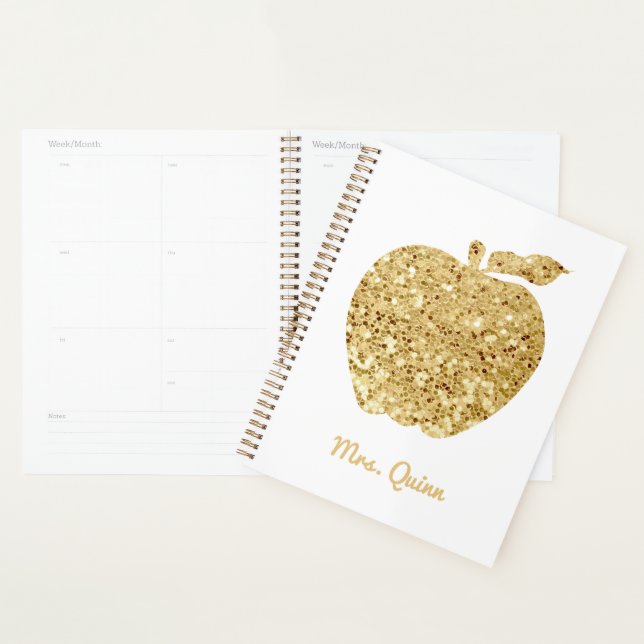 Personalisiert Teacher Gold Imitate Sequin Apple Planer (Anzeige)