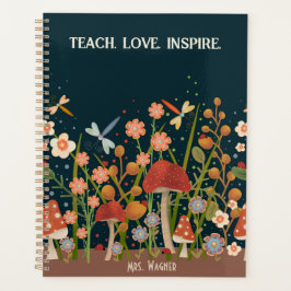 Personalisiert Teacher Mushroom Floral Dragonfly Planer