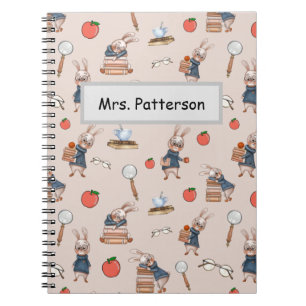 Personalisiert Teacher Name Rabbit Spiral Notebook Notizblock