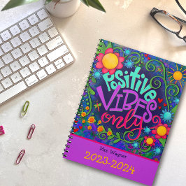 Personalisiert Teacher positive Vibes Fun Blume Planer