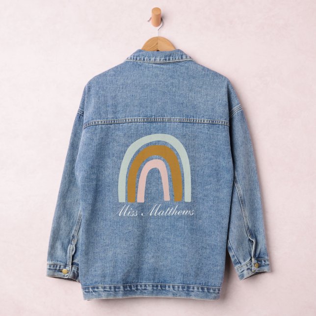 Personalisiert Teacher Rainbow Jeansjacke (Hangar)