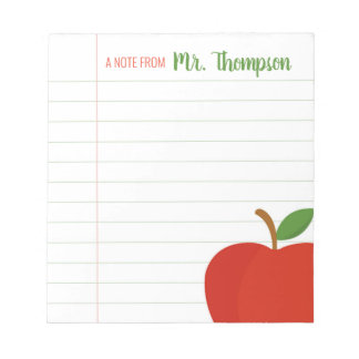 Personalisiert Teacher Red Apple Notepad Notizblock