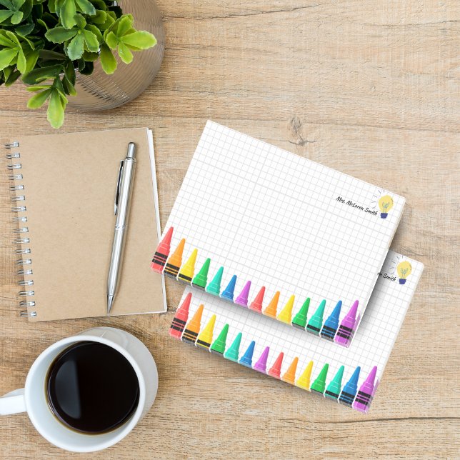 Personalisiert Teacher Sticky Notes - farbenfrohe  Post-it Klebezettel (Personalized Teacher Sticky Notes – Colorful Pencil Design)