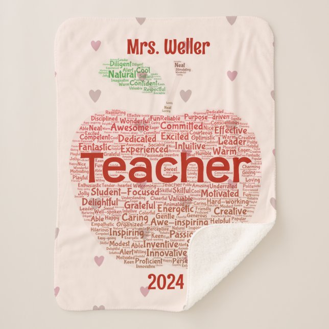 Personalisiert Teacher Word Art Applet Sherpadecke (Vorderseite)