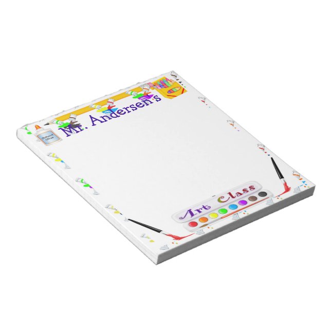 Personalisiert Teachers Art Class Notepad Notizblock (angewinkelt)