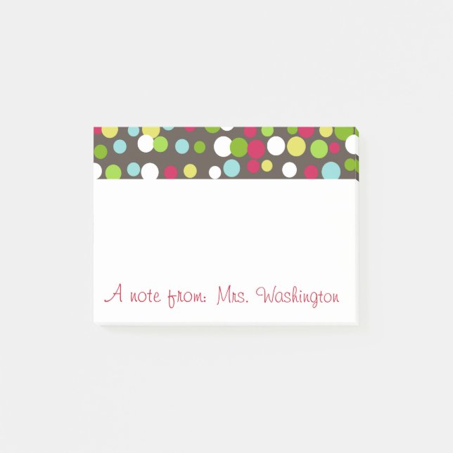 Personalisiert Teacher's Dots Post It Notes Gesche Post-it Klebezettel (Vorderseite)