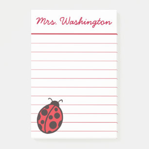 Personalisiert Teacher's Ladybug Post It Notes Gif Post-it Klebezettel