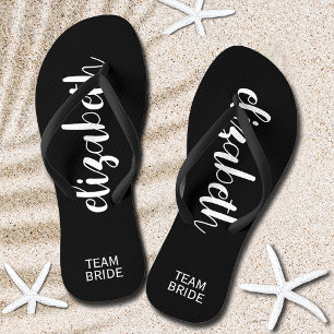 Personalisiert Team Bride Black Flip Flops