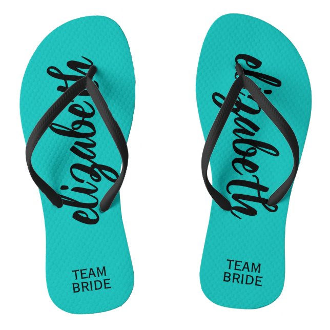 Personalisiert Team Bride Turquoise Flip Flops (Fußbett)