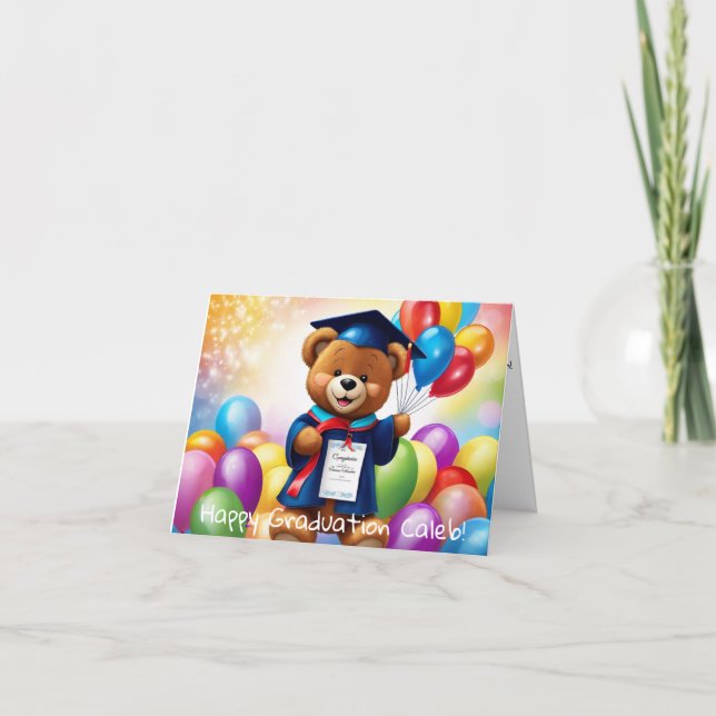 Personalisiert Teddy Bear Kindergarten Abschluss Karte (Vorderseite)