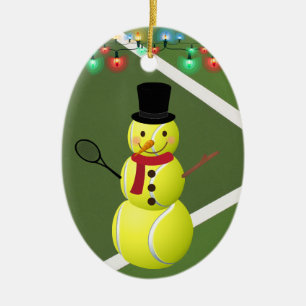 Personalisiert Tennis Ball Snowman Weihnachten Keramik Ornament